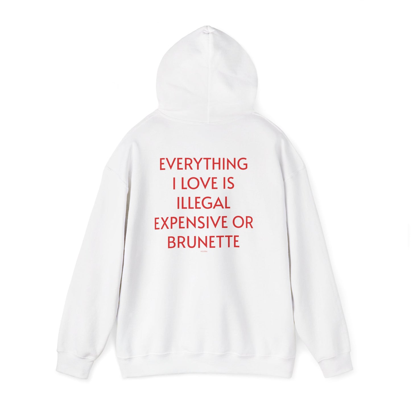 Men's Hoodie 'EVERYTHING I LOVE IS ILLEGAL EXPENSIVE OR BRUNETTE'